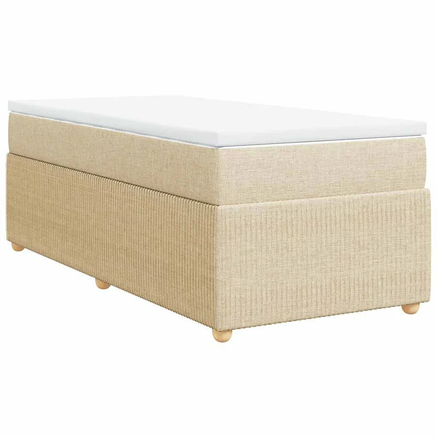 Sommier à lattes de lit et matelas Crème 90x190 cm Tissu - 2