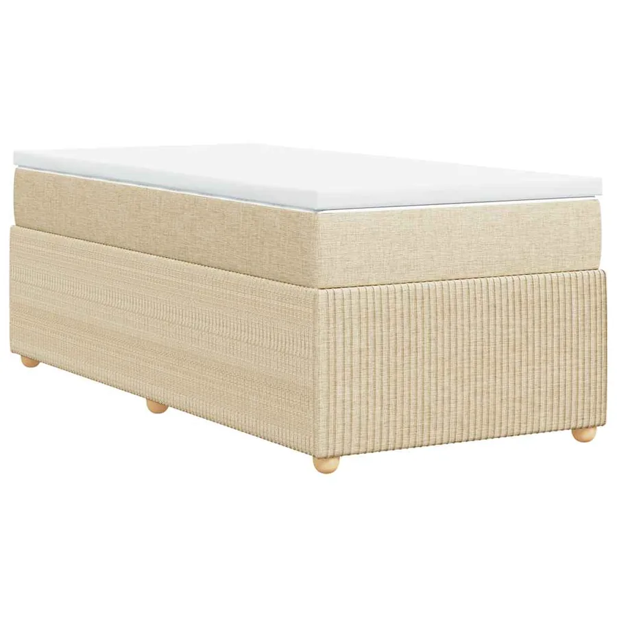 Sommier à lattes de lit et matelas Crème 90x190 cm Tissu - 6