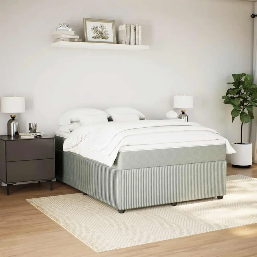 Sommier à lattes de lit et matelas Gris clair 160x200cm Velours - 3