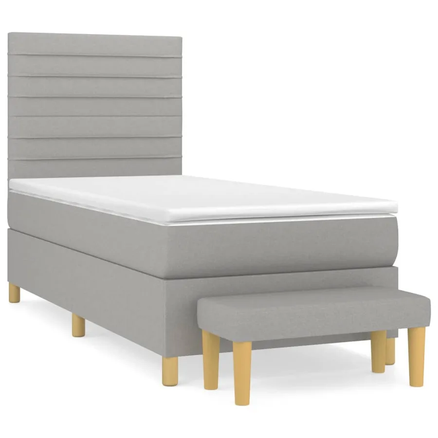 Sommier à lattes de lit avec matelas Gris clair 90x200 cm Tissu - 2