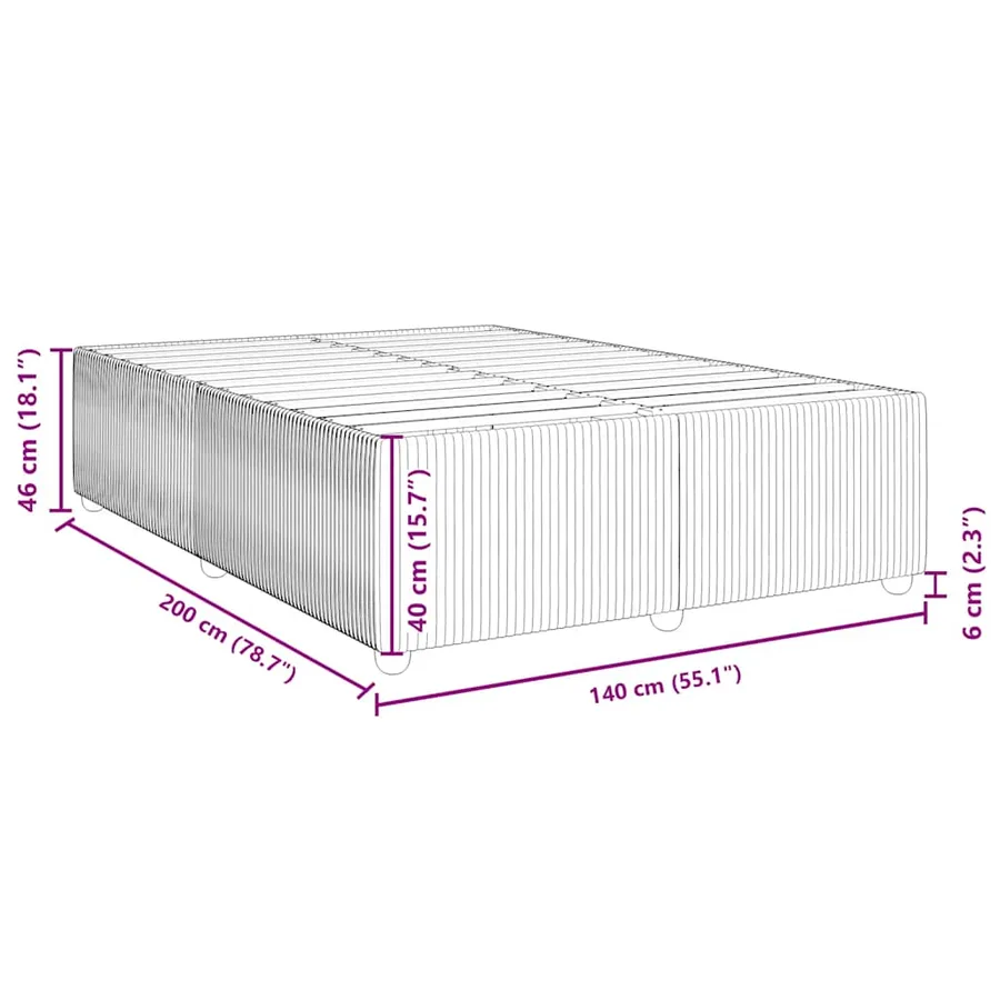 Cadre de lit sans matelas gris foncé 140x200 cm velours - 9