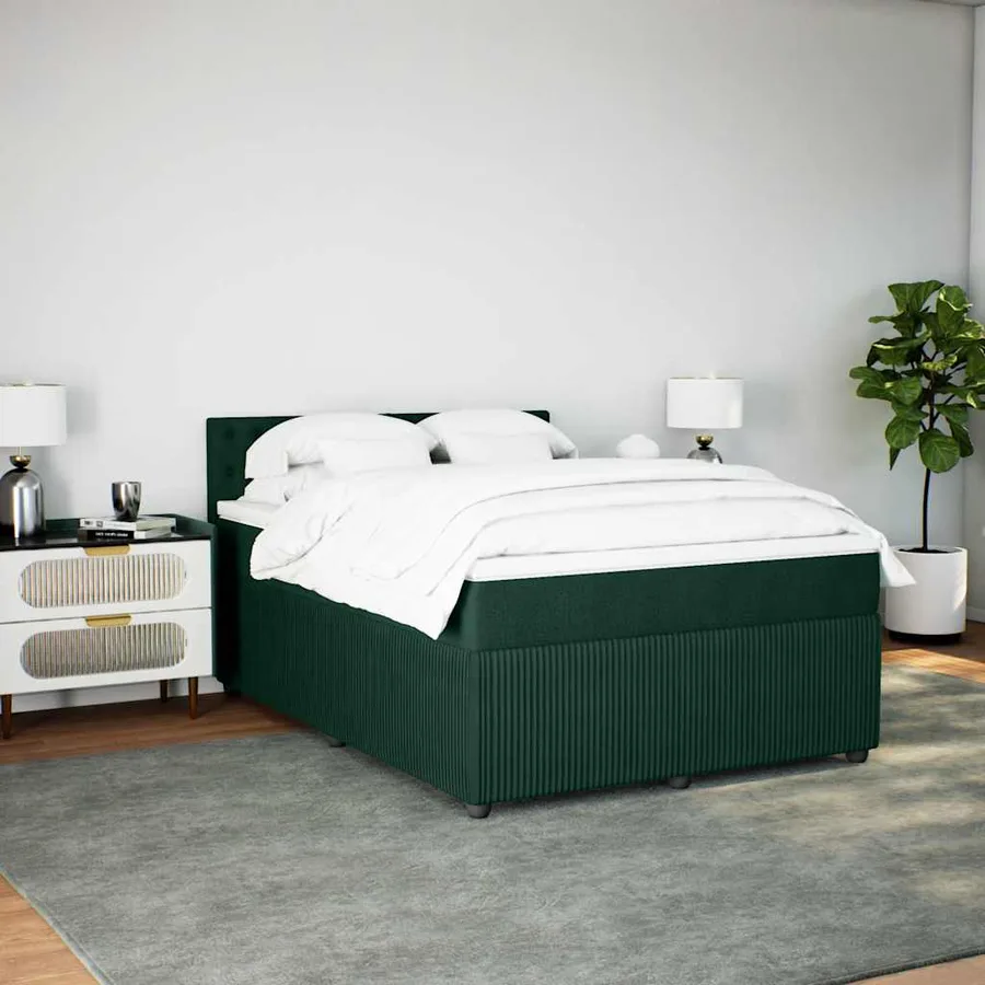 Sommier à lattes de lit et matelas Vert foncé 140x200cm Velours - 3