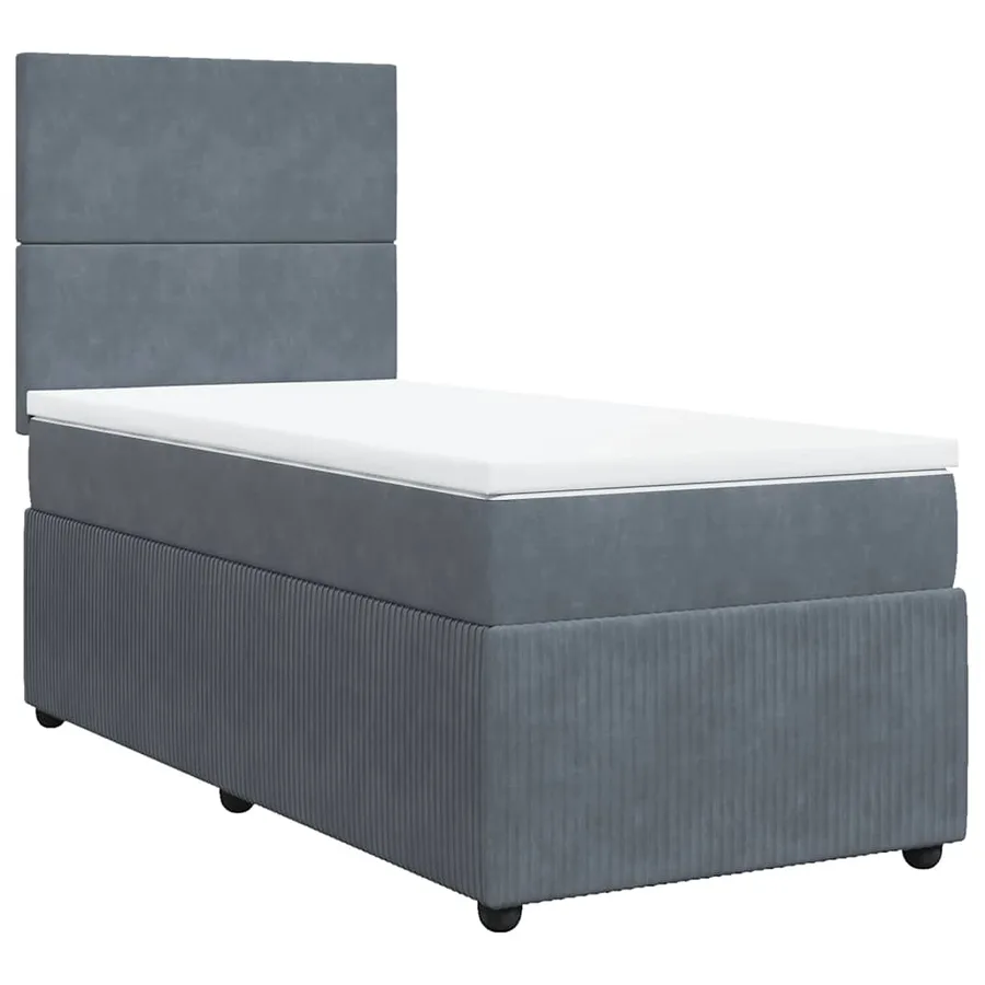 Sommier à lattes de lit et matelas Gris foncé 90x200 cm Velours - 3