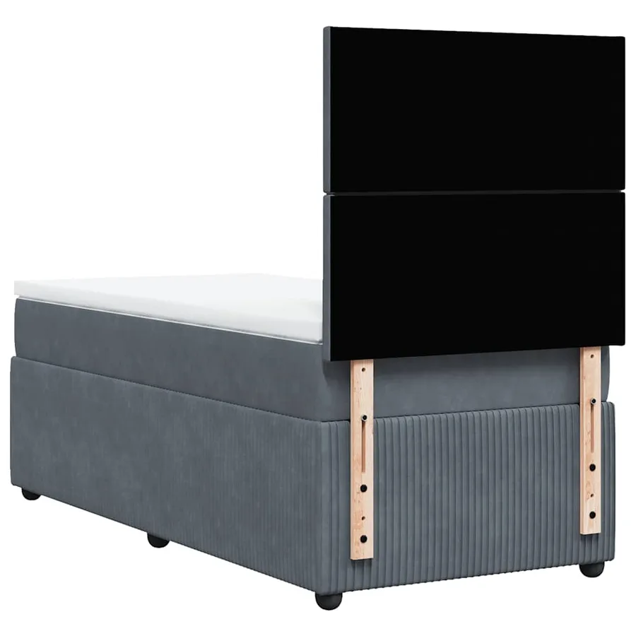 Sommier à lattes de lit et matelas Gris foncé 90x200 cm Velours - 8