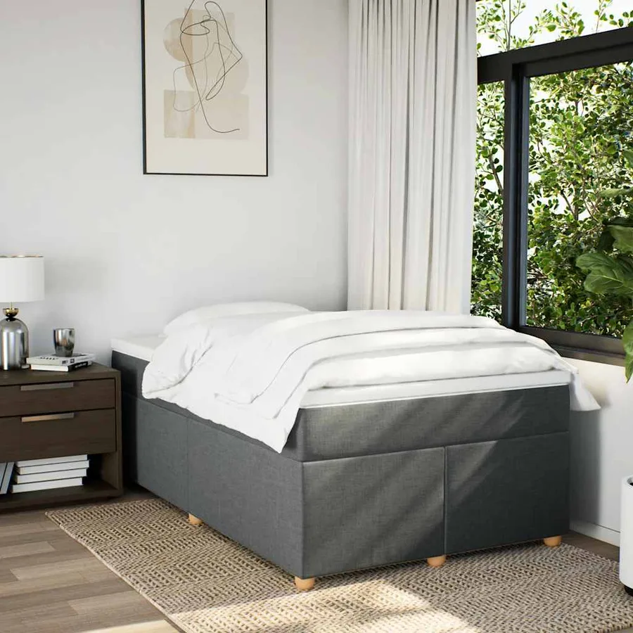 Sommier à lattes de lit avec matelas gris foncé 120x190cm tissu - 3