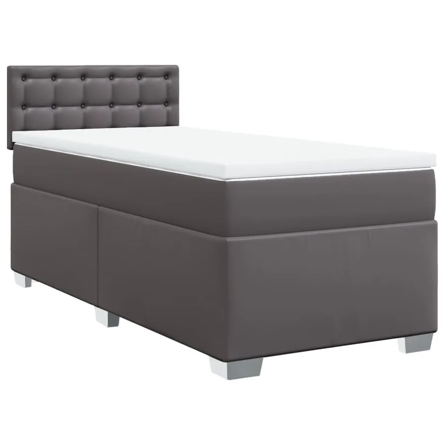 Sommier à lattes de lit avec matelas Gris 80x200 cm Similicuir - 3