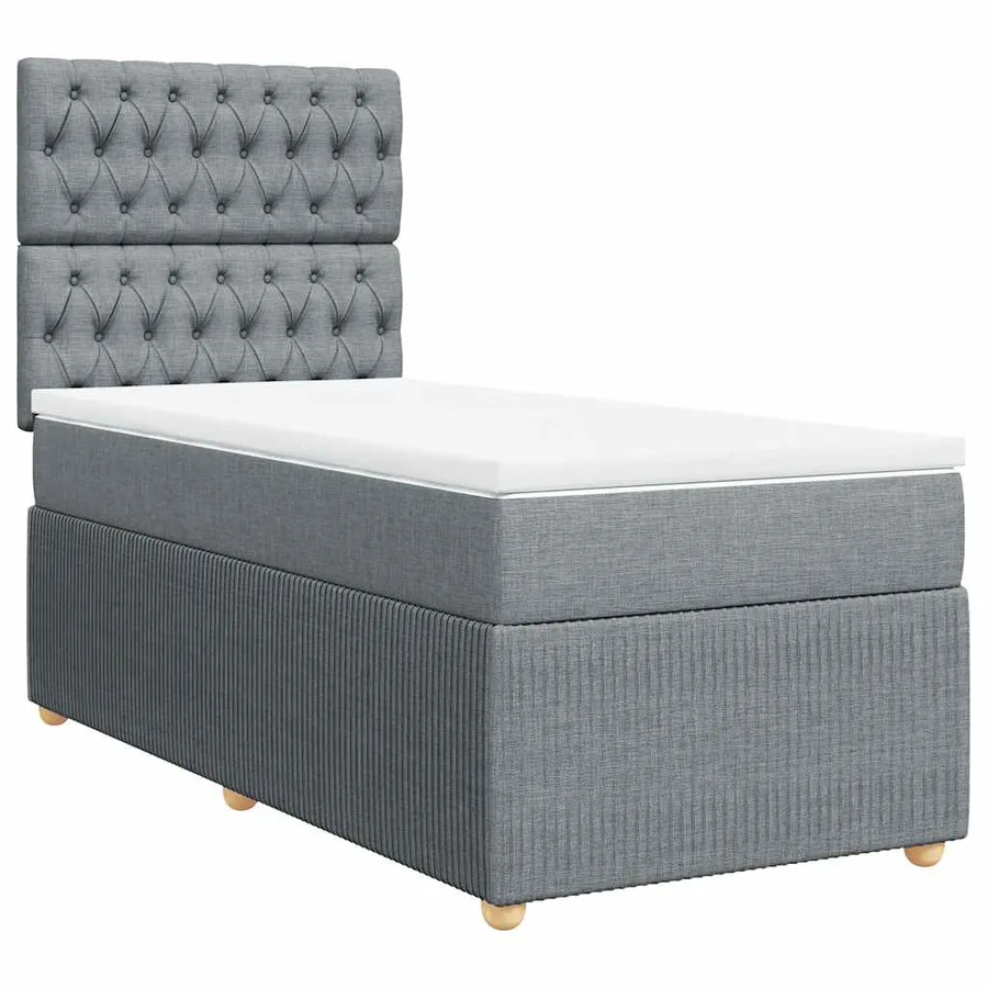Sommier à lattes de lit et matelas Gris clair 90x190 cm Tissu - 2