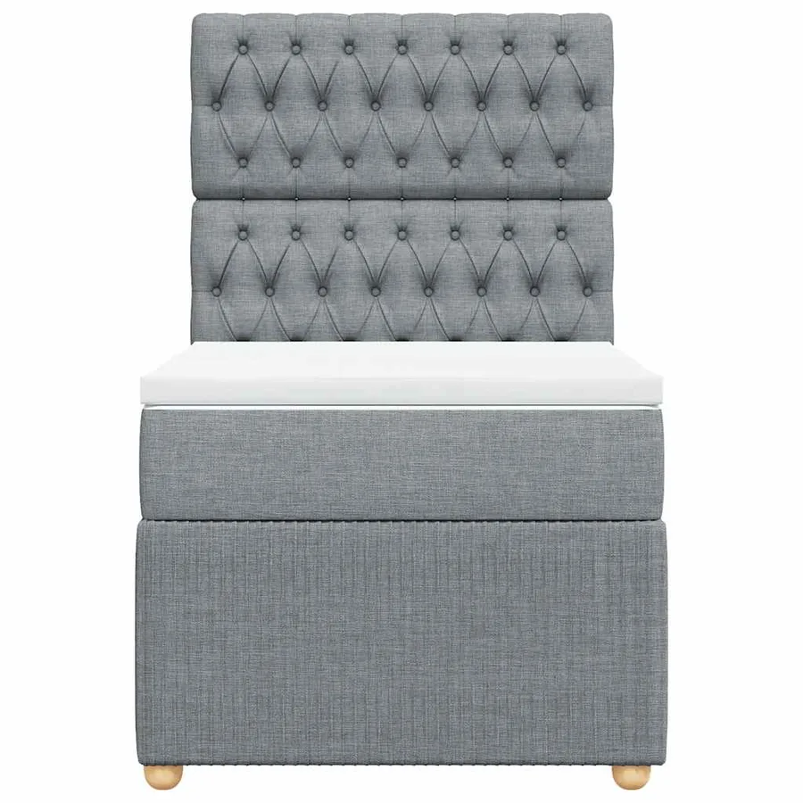 Sommier à lattes de lit et matelas Gris clair 90x190 cm Tissu - 4