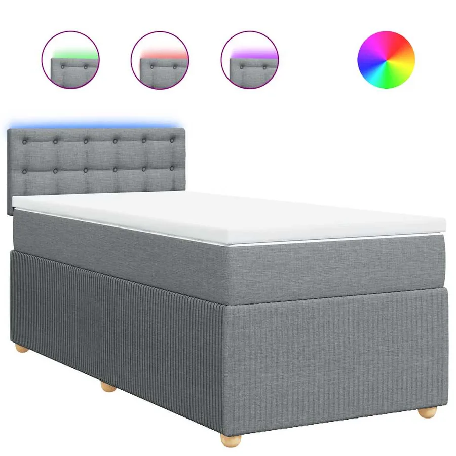 Sommier à lattes de lit et matelas Gris clair 90x190 cm Tissu - 2