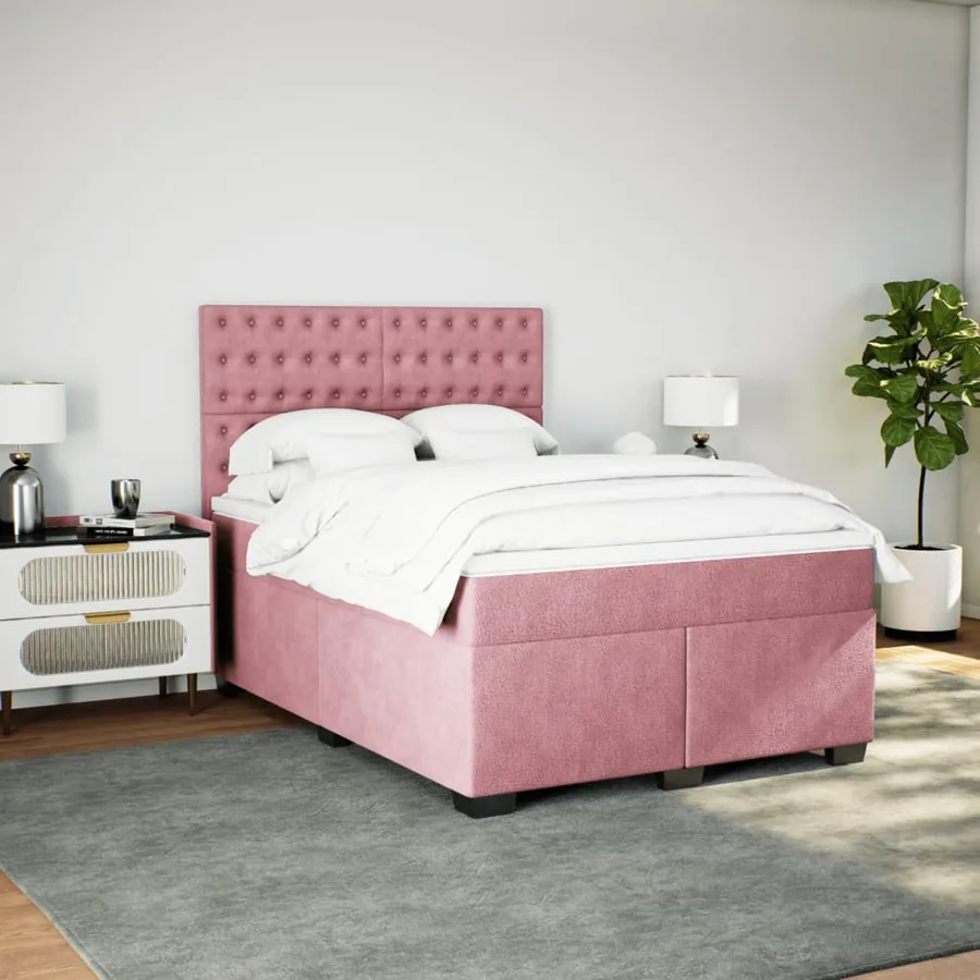 Sommier à lattes de lit avec matelas Rose 160x200 cm Velours - 4