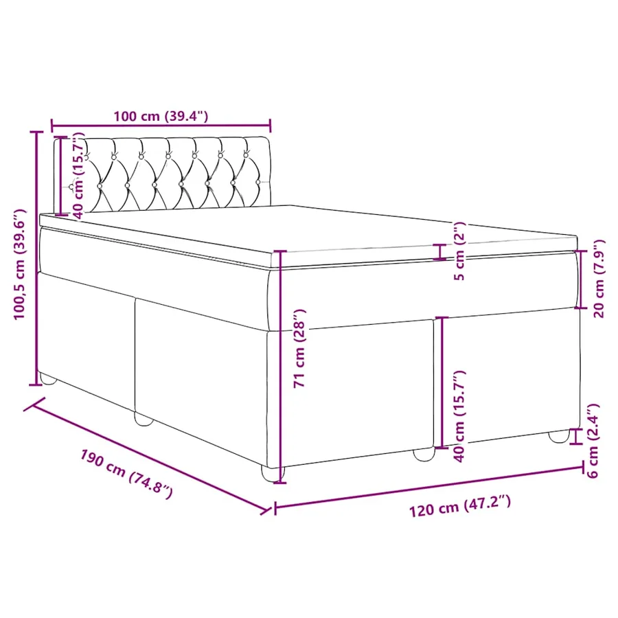 Sommier à lattes de lit avec matelas taupe 120x190 cm tissu - 13