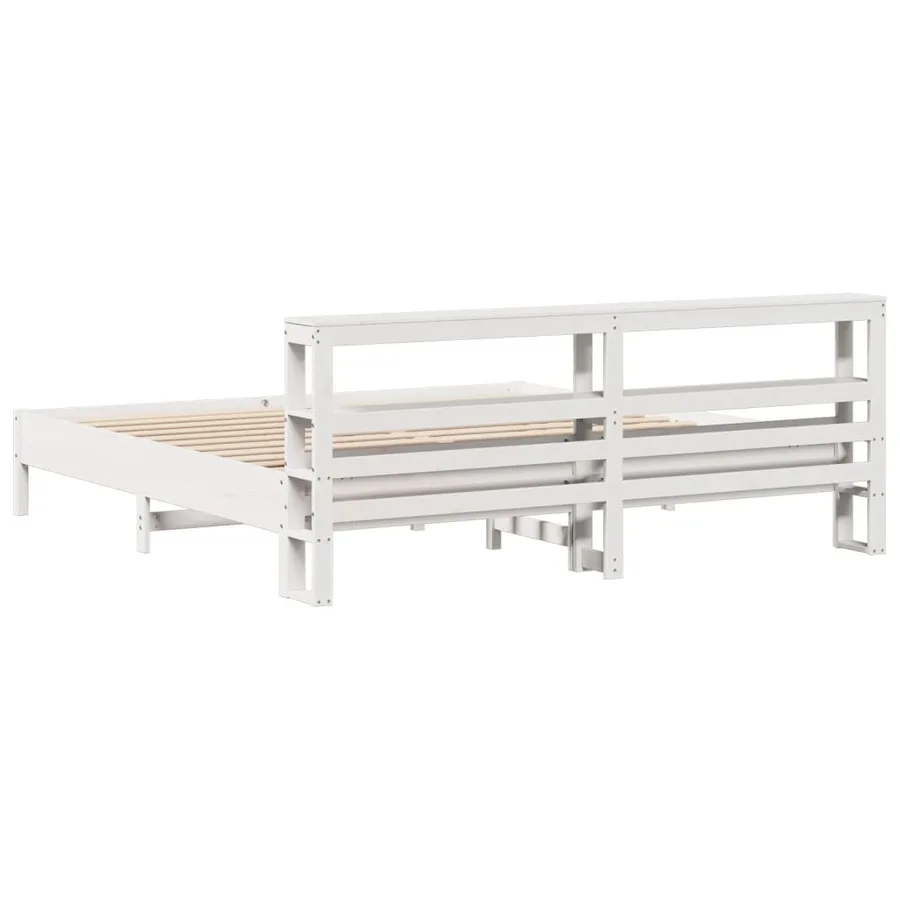 Cadre de lit sans matelas blanc 200x200 cm bois massif de pin - 6