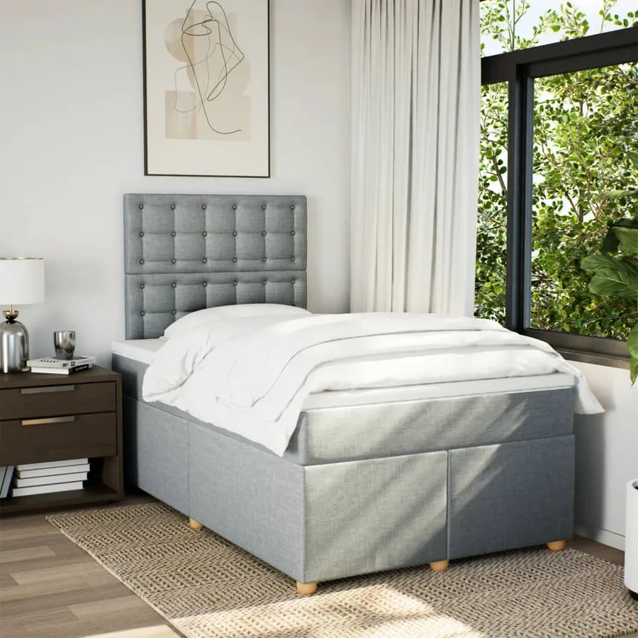 Sommier à lattes de lit avec matelas Gris clair 120x200cm Tissu - 5
