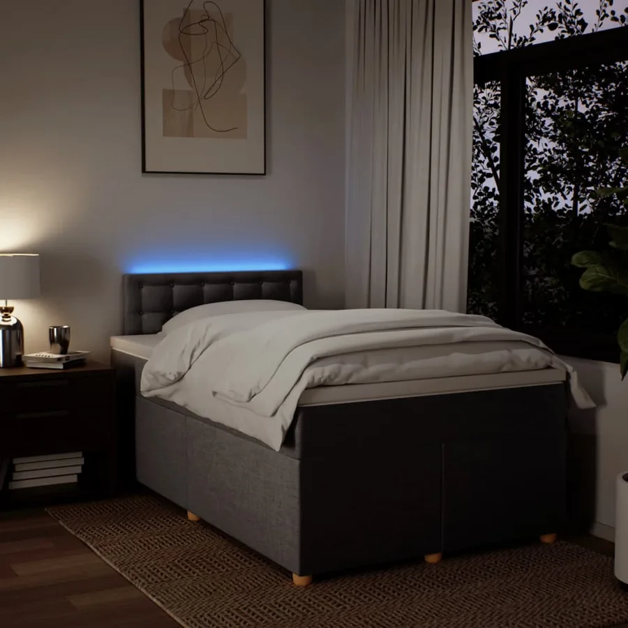 Sommier à lattes de lit avec matelas Taupe 120x200 cm Tissu - 5