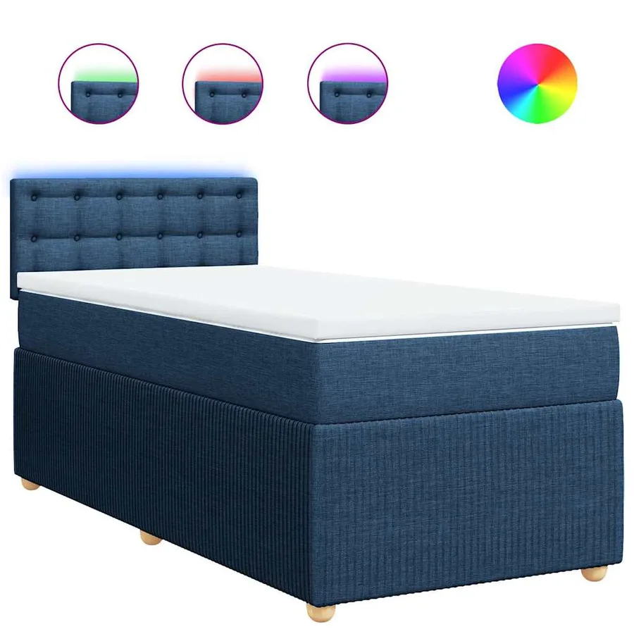 Sommier à lattes de lit avec matelas Bleu 90x190 cm Tissu - 2
