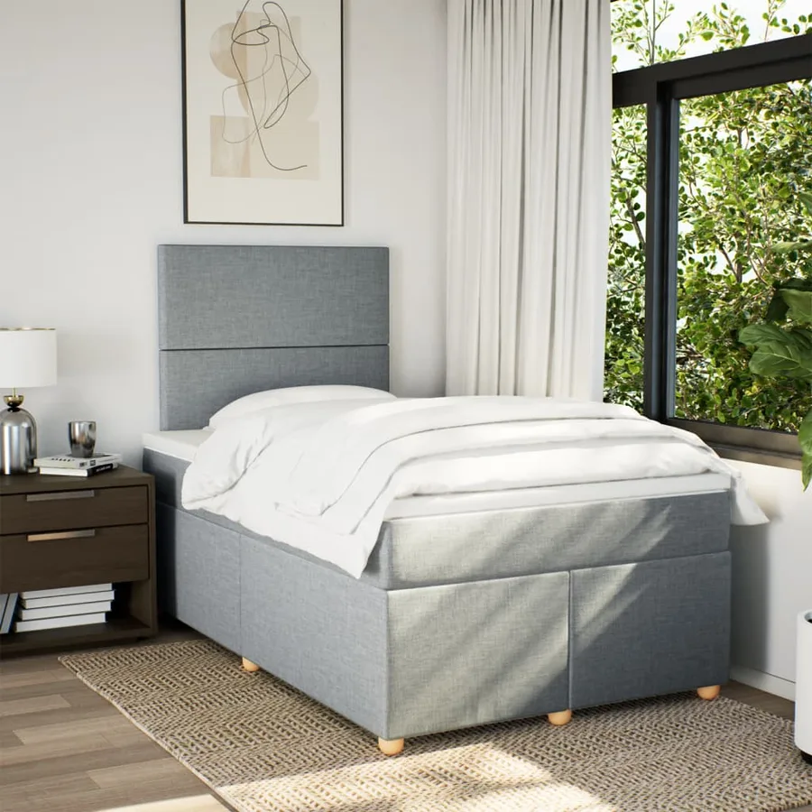 Sommier à lattes de lit avec matelas Gris clair 120x200cm Tissu - 5