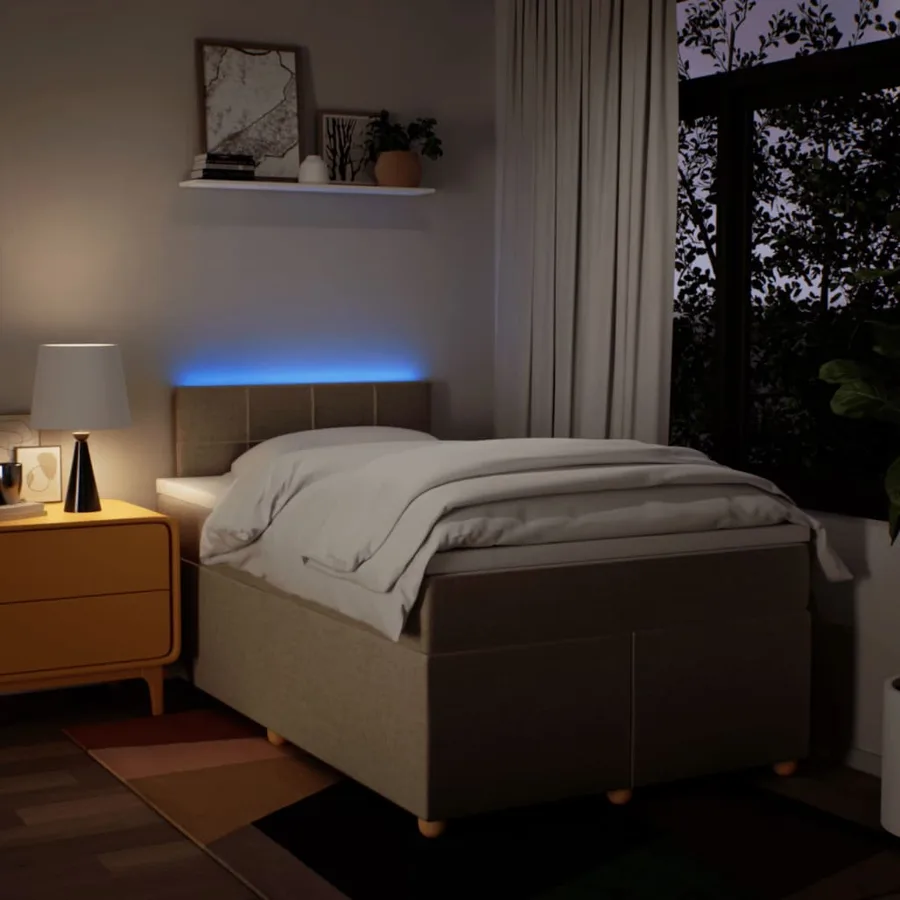Sommier à lattes de lit avec matelas Crème 120x200 cm Tissu - 5