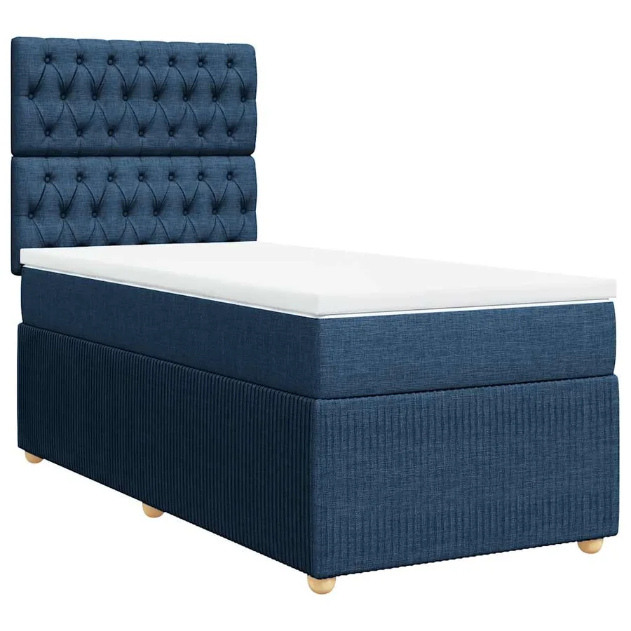 Sommier à lattes de lit avec matelas Bleu 90x190 cm Tissu - 2