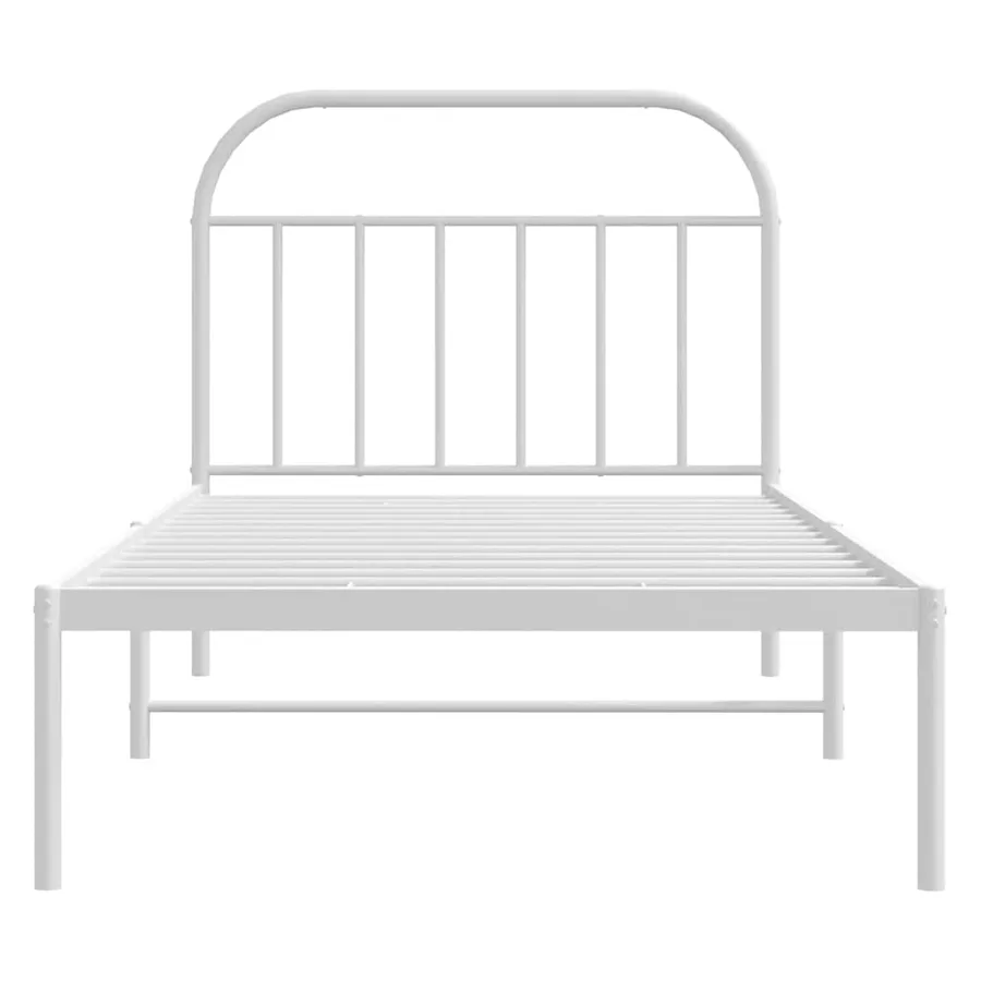 Cadre de lit métal sans matelas et tête de lit blanc 100x190 cm - 6
