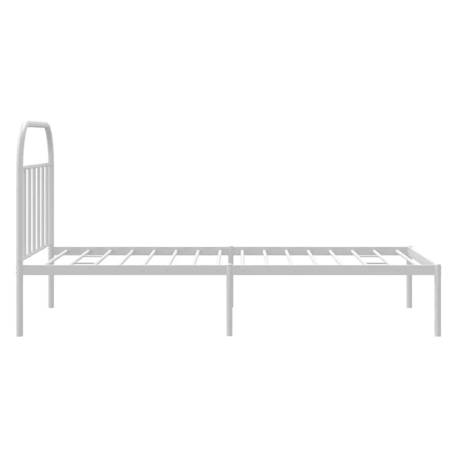 Cadre de lit métal sans matelas et tête de lit blanc 100x190 cm - 7