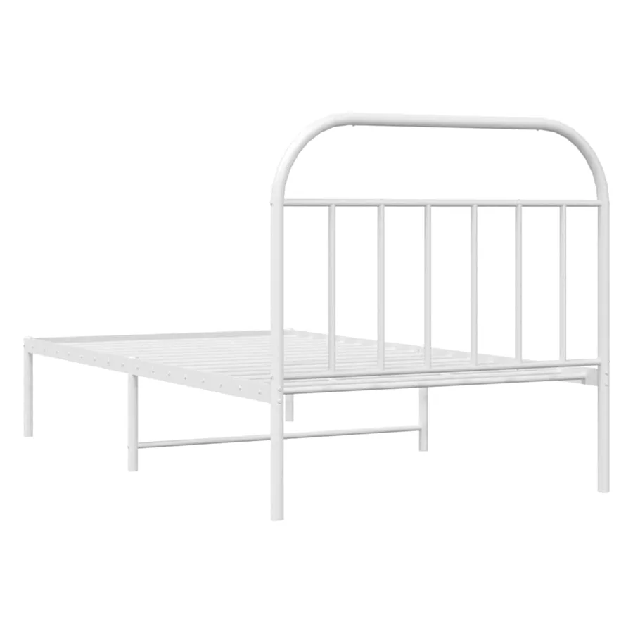 Cadre de lit métal sans matelas et tête de lit blanc 100x190 cm - 8