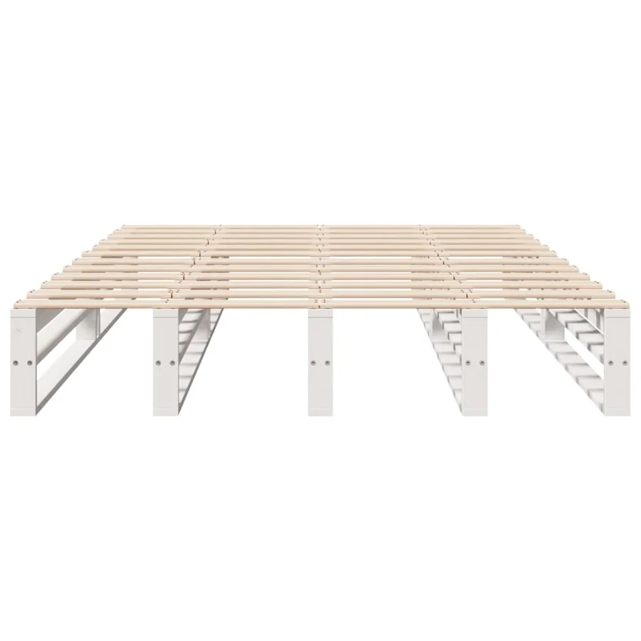 Cadre de lit sans matelas blanc 160x200 cm bois de pin massif - 4