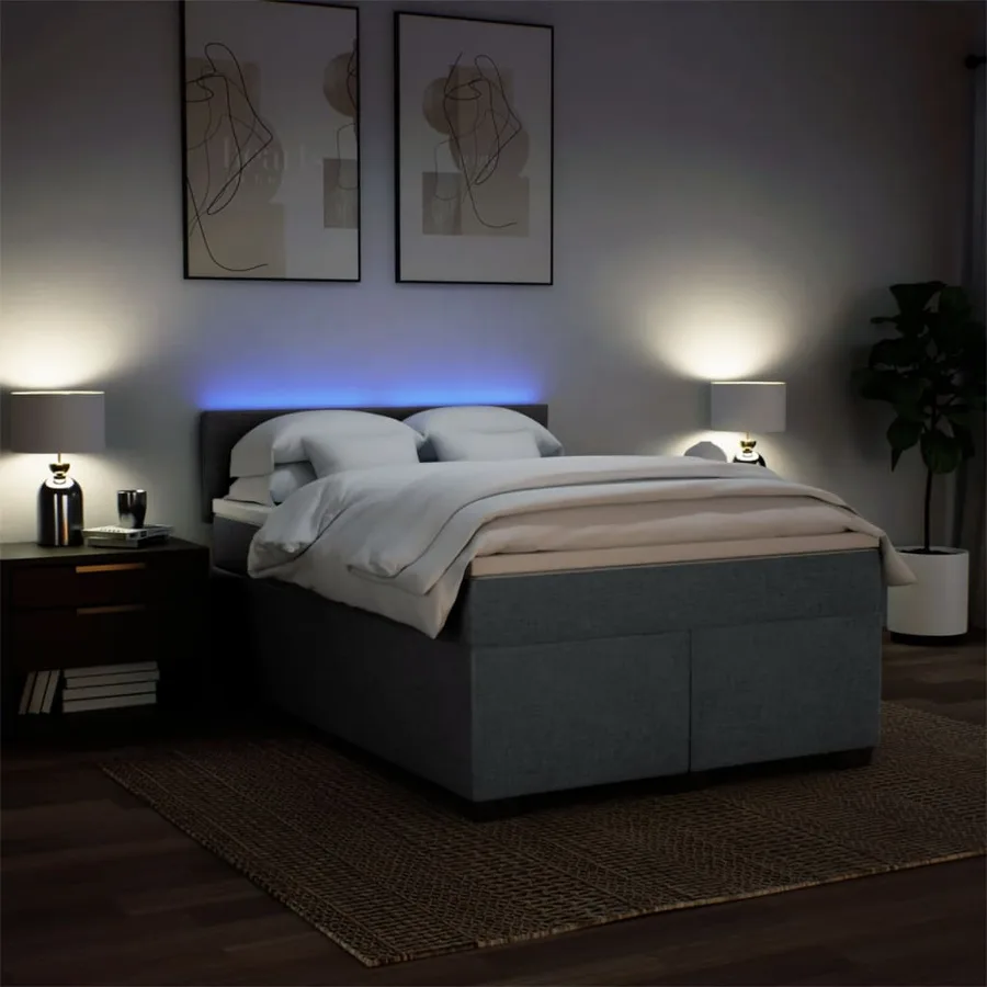 Sommier à lattes de lit avec matelas Gris foncé 140x190cm Tissu - 5