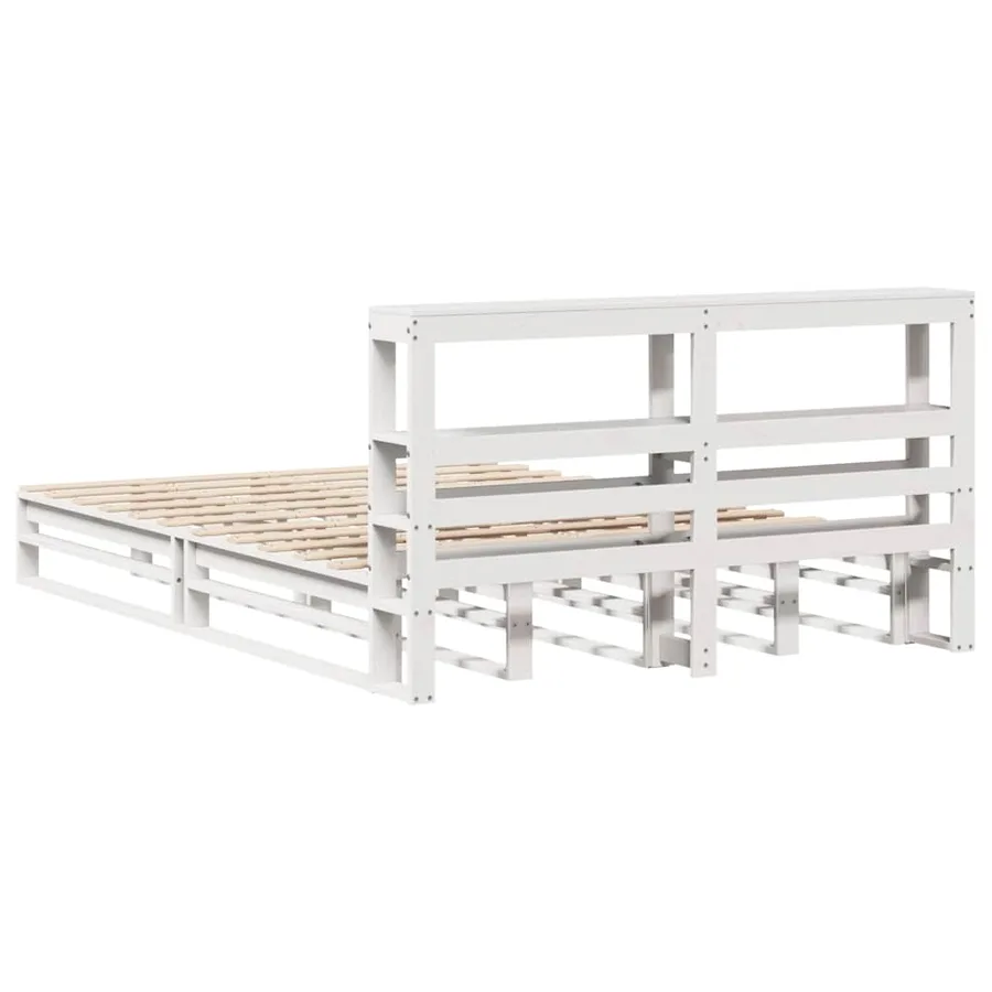 Cadre de lit sans matelas blanc 150x200 cm bois de pin massif - 8