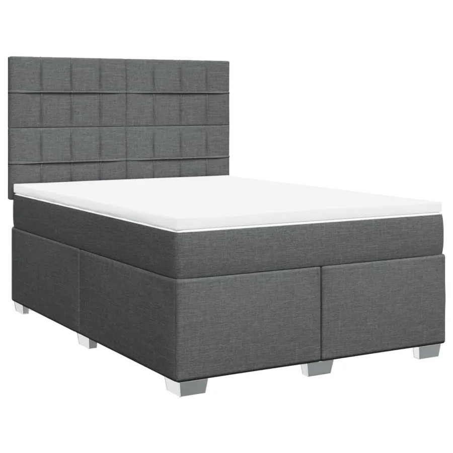 Sommier à lattes de lit avec matelas Gris foncé 140x190cm Tissu - 2