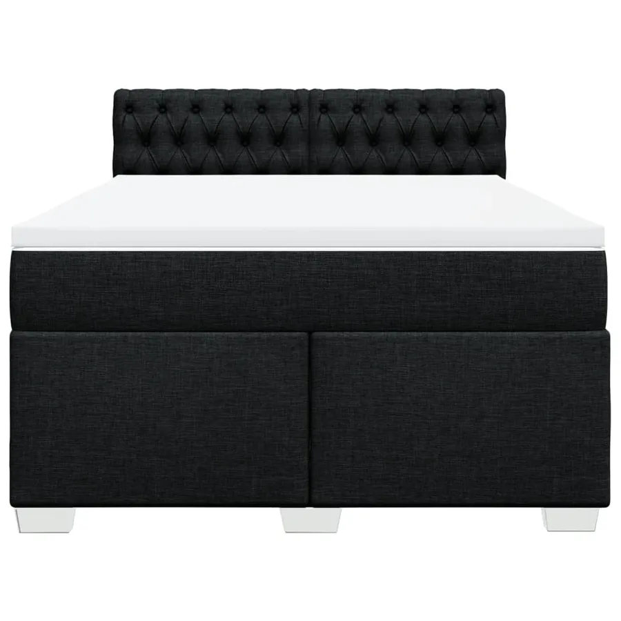 Sommier à lattes de lit avec matelas Noir 140x190 cm Tissu - 6