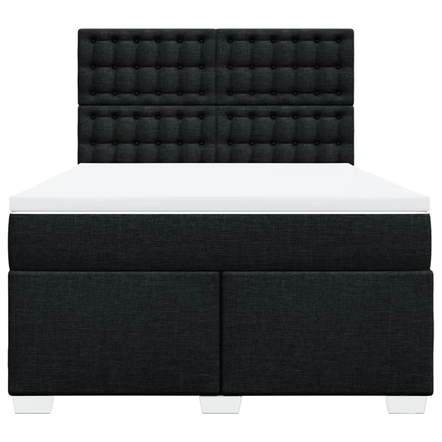 Sommier à lattes de lit avec matelas Noir 140x190 cm Tissu - 4
