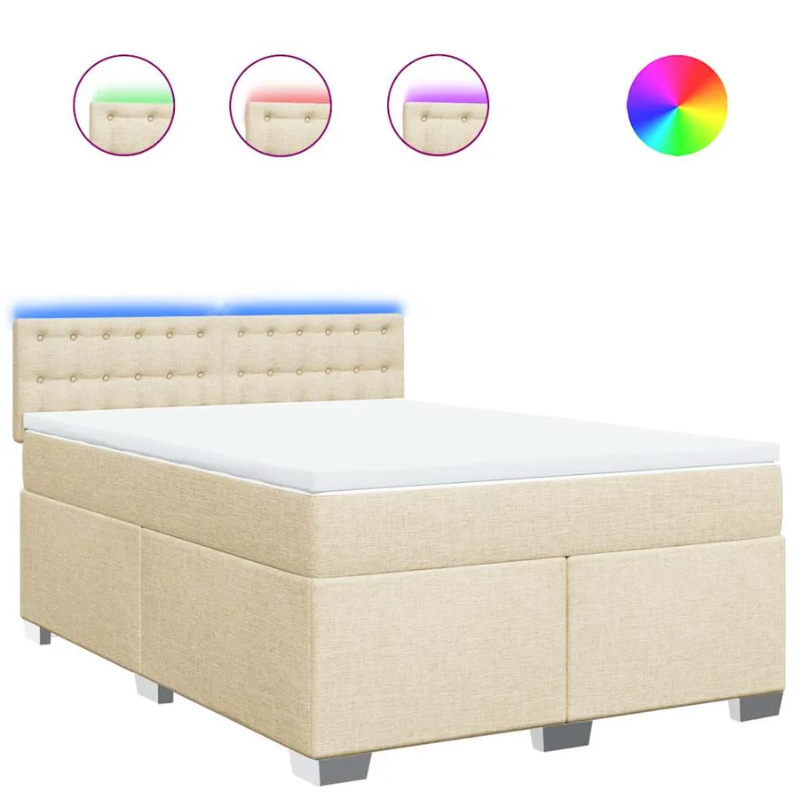 Sommier à lattes de lit avec matelas Crème 140x190 cm Tissu - 2