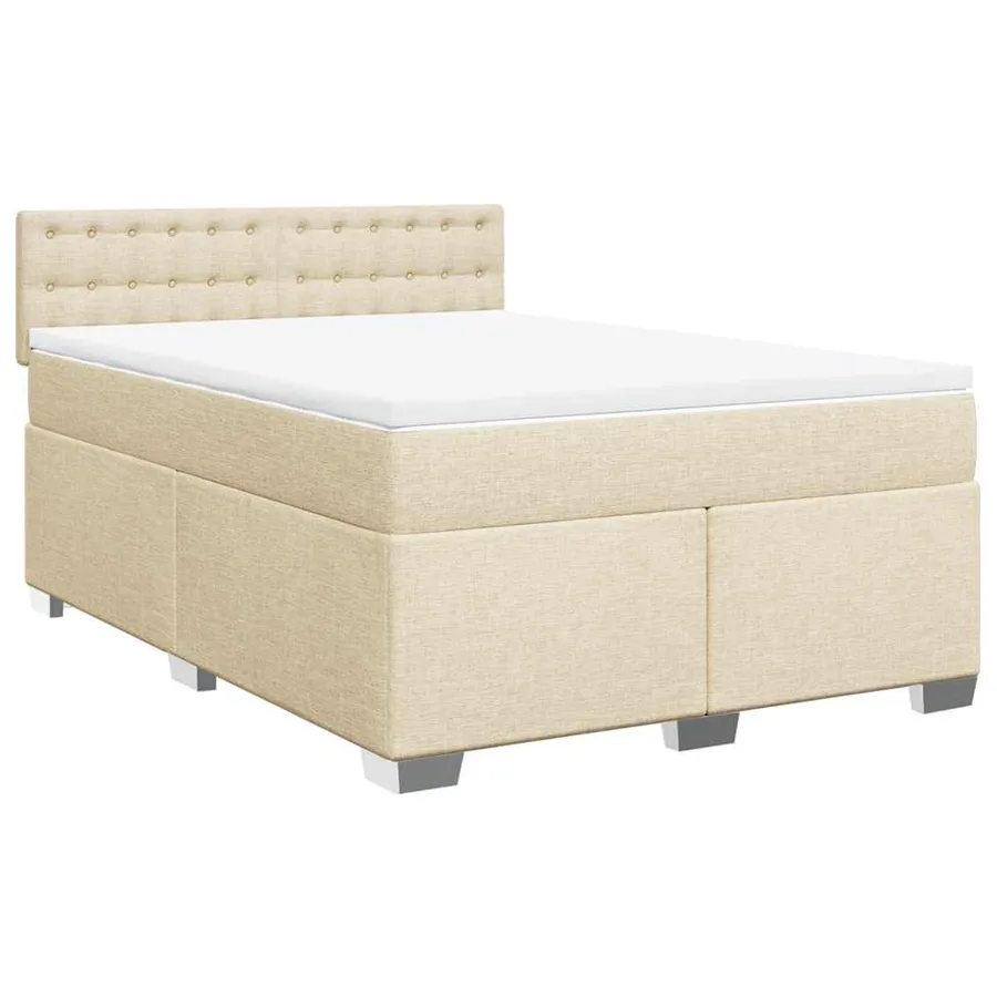 Sommier à lattes de lit avec matelas Crème 140x190 cm Tissu - 3