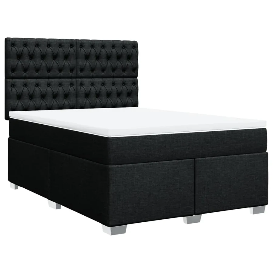 Sommier à lattes de lit avec matelas Noir 140x190 cm Tissu - 2