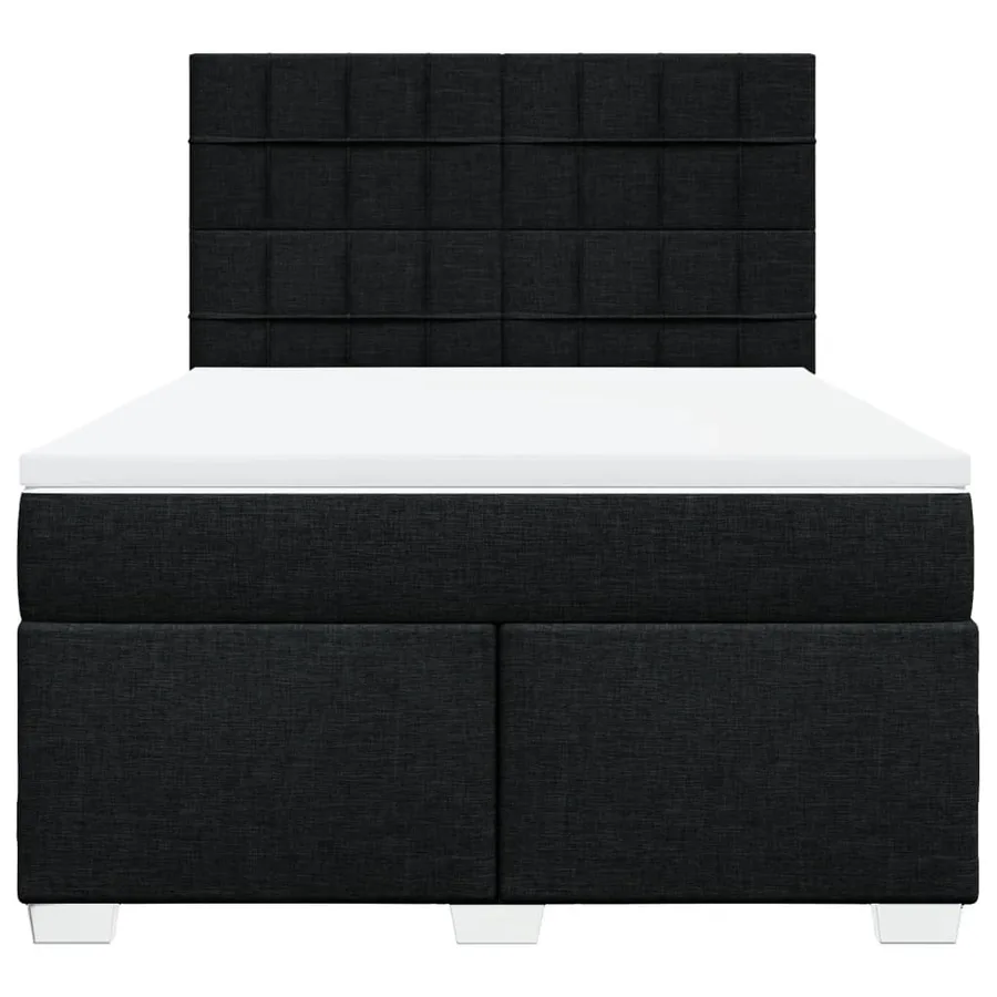 Sommier à lattes de lit avec matelas Noir 140x190 cm Tissu - 6