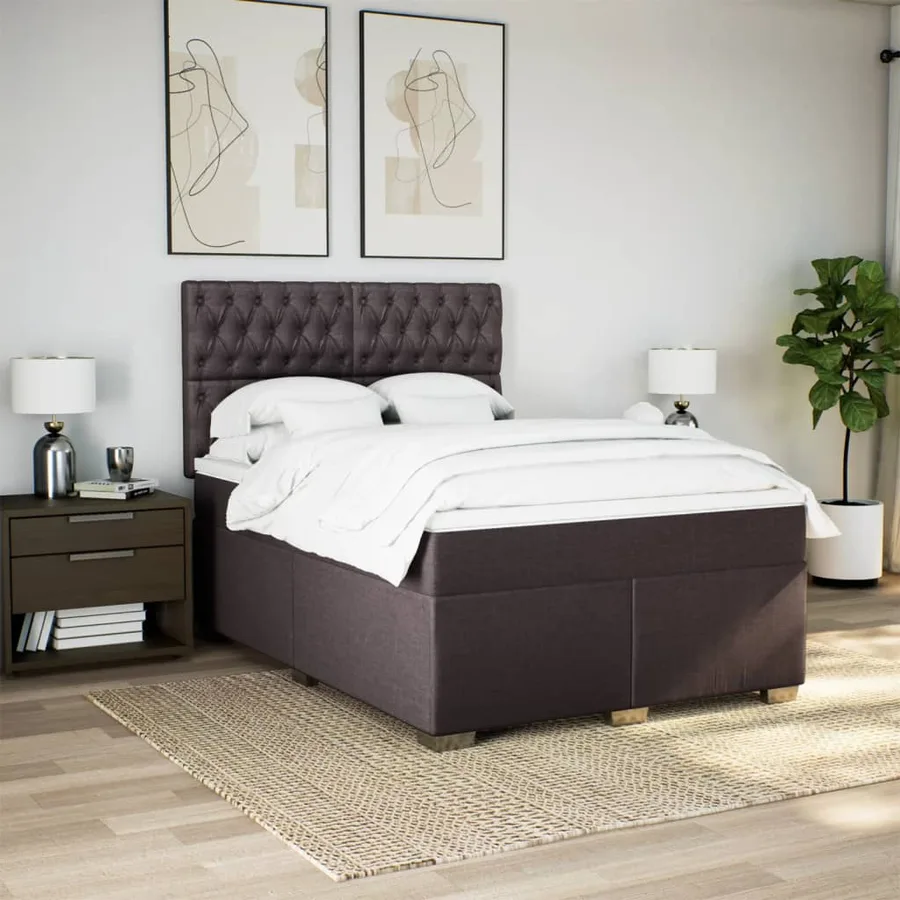 Sommier à lattes de lit avec matelas Marron foncé 140x190 cm - 4