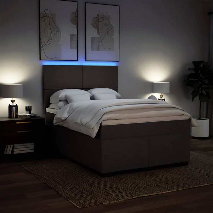 Sommier à lattes de lit avec matelas Marron foncé 140x190 cm - 4