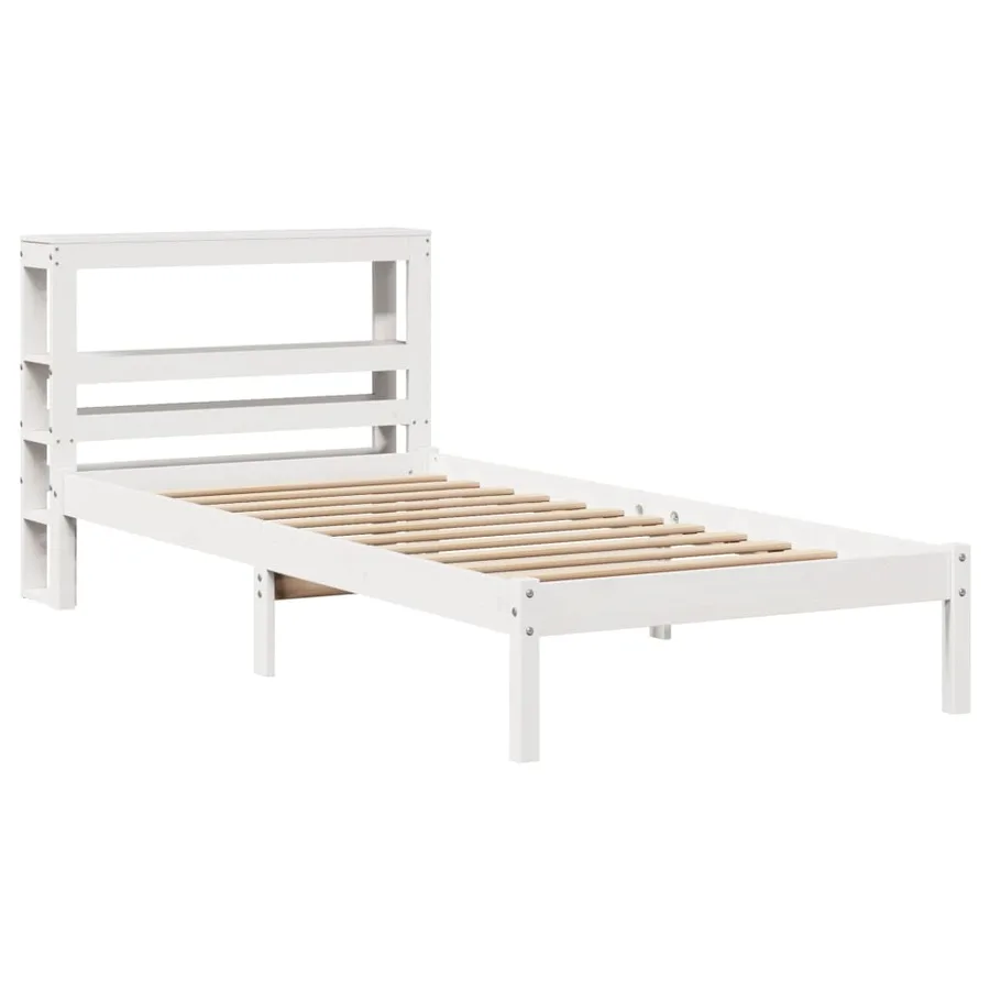 Cadre de lit sans matelas blanc 90x200 cm bois de pin massif - 3