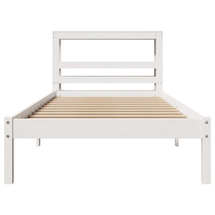 Cadre de lit sans matelas blanc 90x200 cm bois de pin massif - 4