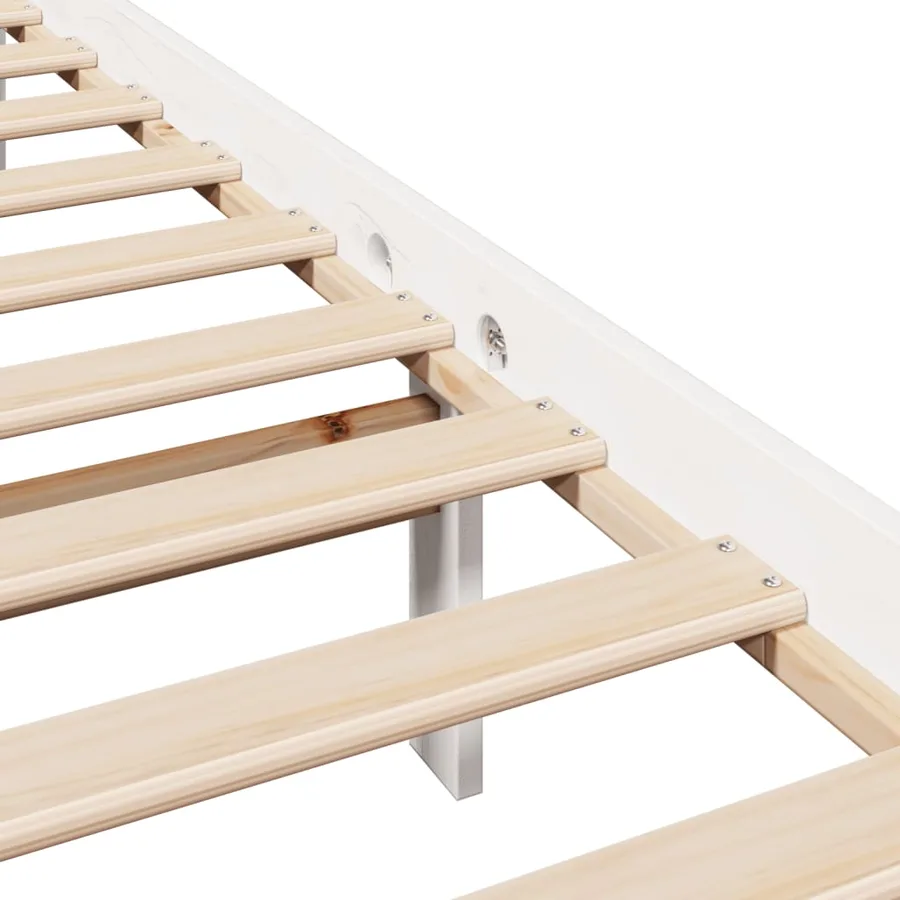 Cadre de lit sans matelas blanc 90x200 cm bois de pin massif - 10