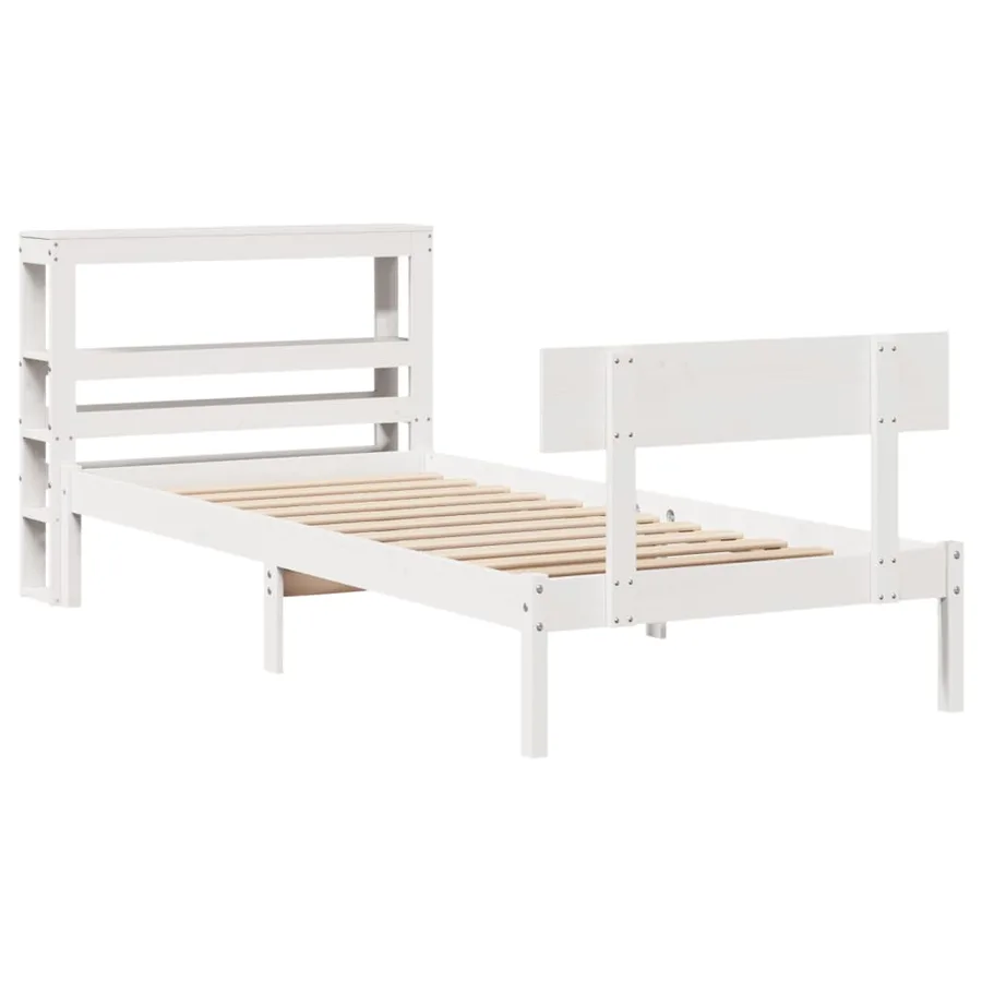 Cadre de lit sans matelas blanc 90x200 cm bois de pin massif - 2
