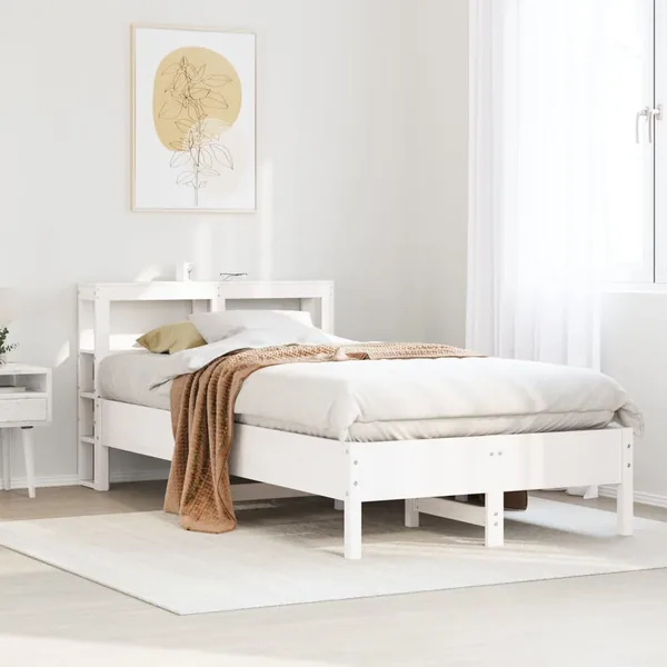 Cadre de lit sans matelas blanc 90x200 cm bois de pin massif