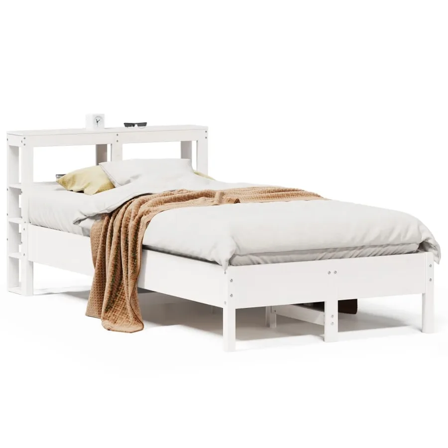 Cadre de lit sans matelas blanc 90x200 cm bois de pin massif - 2