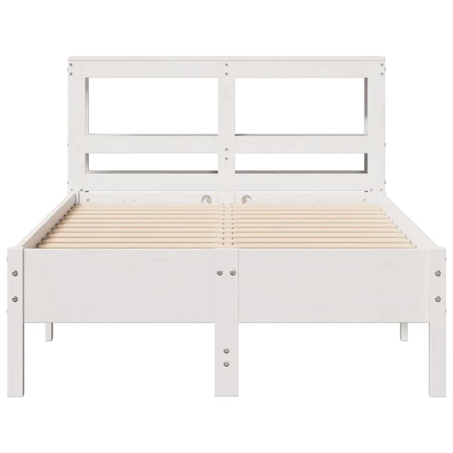 Cadre de lit sans matelas blanc 90x200 cm bois de pin massif - 4