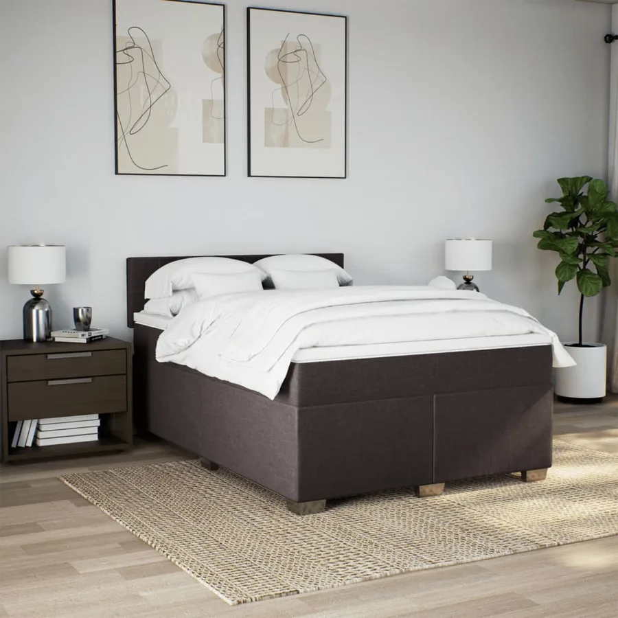 Sommier à lattes de lit avec matelas Marron foncé 140x190 cm - 4