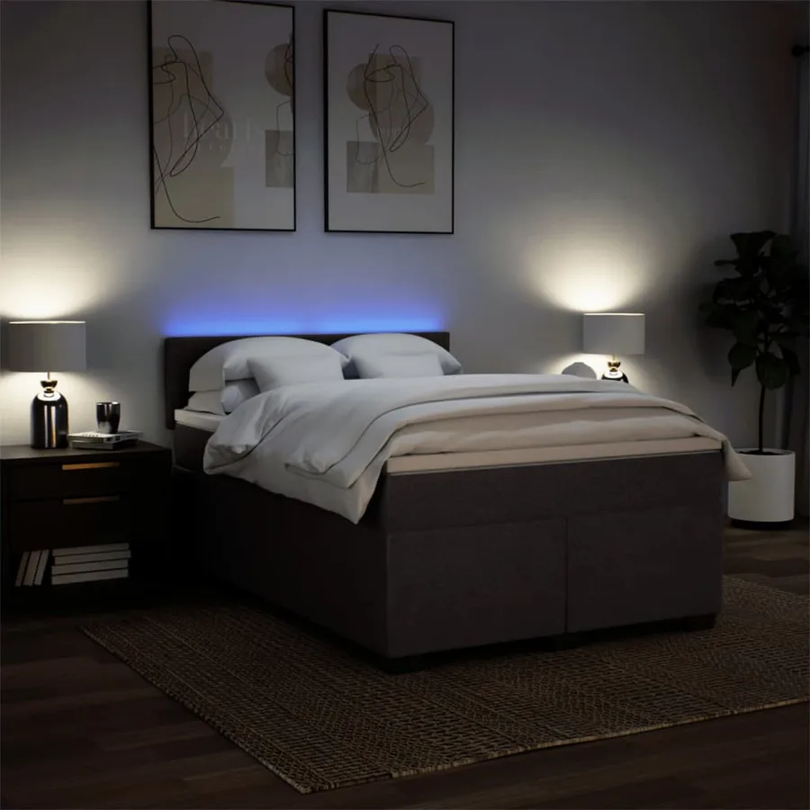 Sommier à lattes de lit avec matelas Marron foncé 140x190 cm - 5