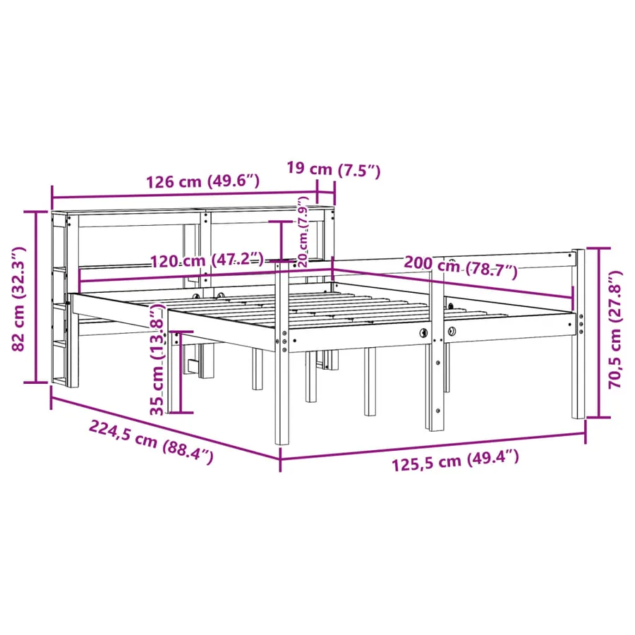 Lit pour personne âgée avec tête de lit sans matelas 120x200 cm - 12