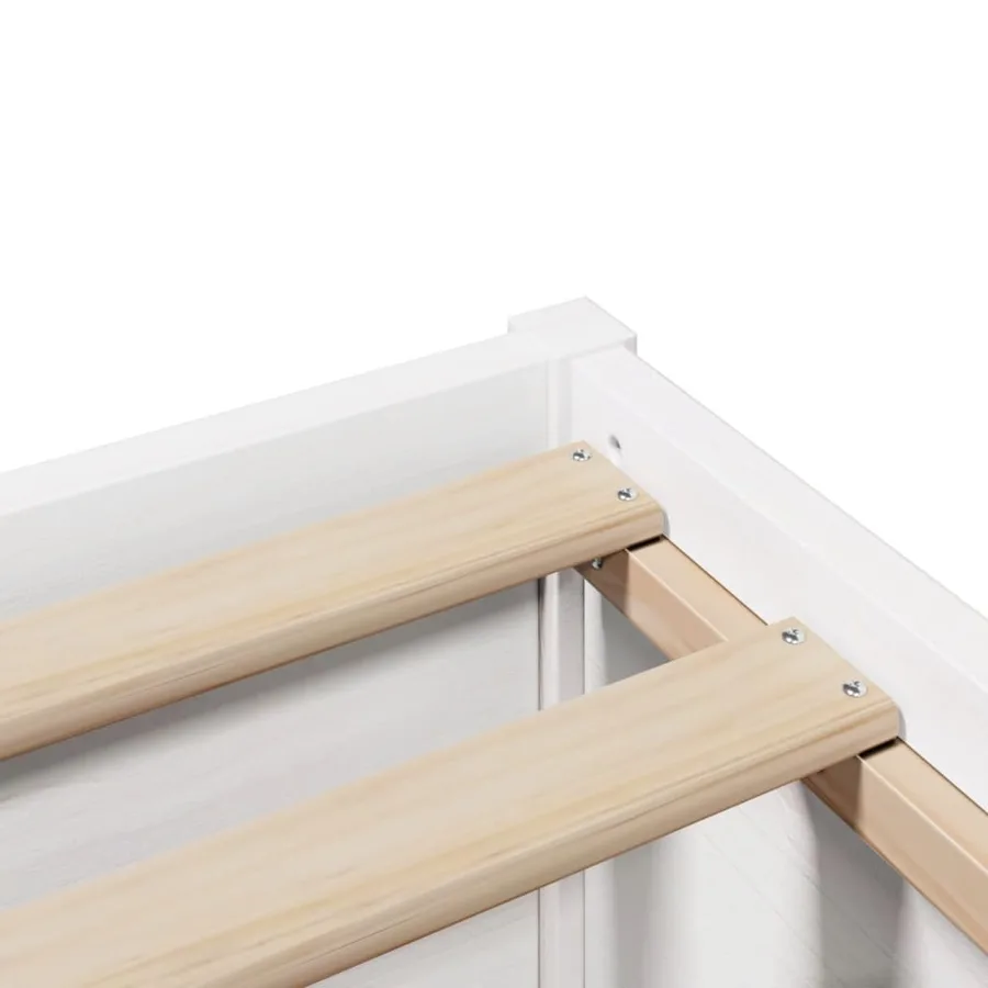 Cadre de lit avec tête de lit blanc 120x190 cm bois pin massif - 9