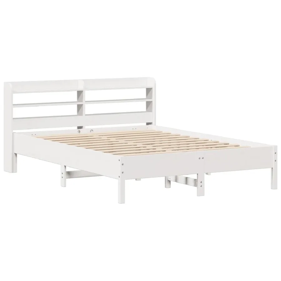 Cadre de lit sans matelas blanc 150x200 cm bois de pin massif - 3