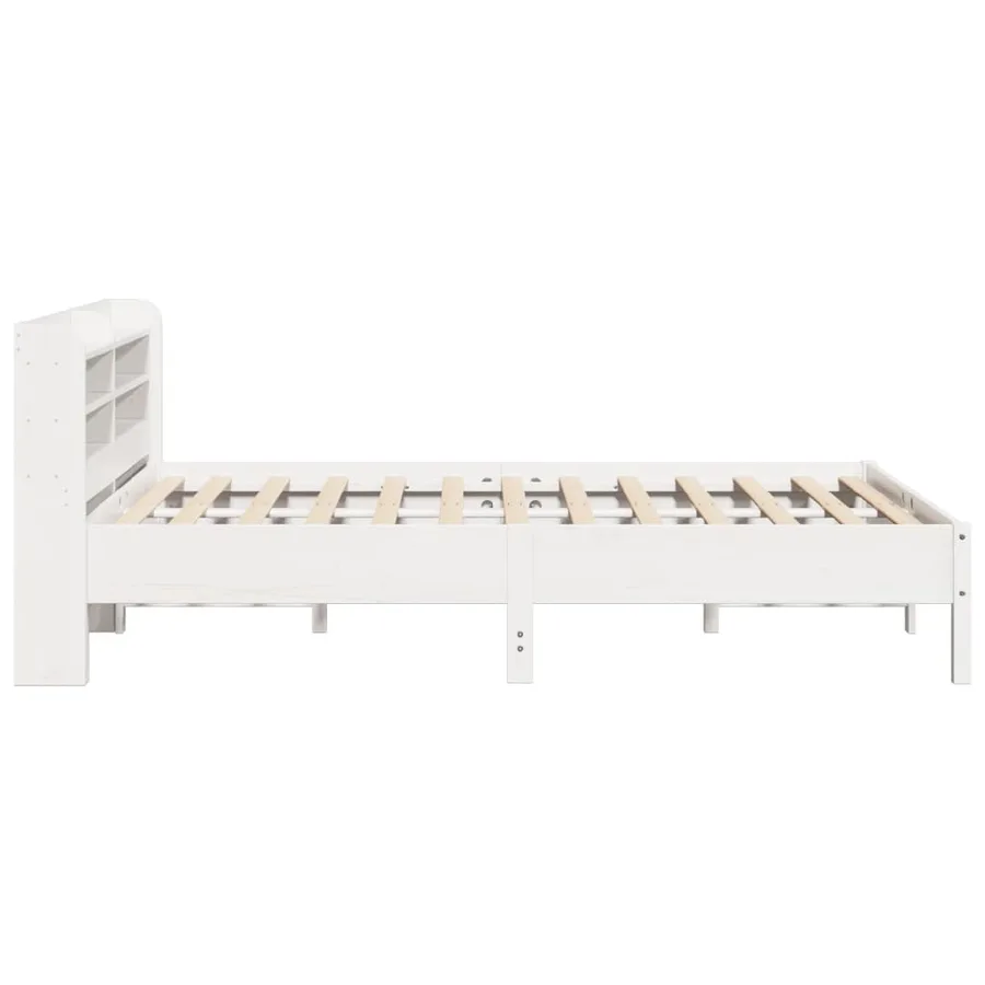 Cadre de lit sans matelas blanc 150x200 cm bois de pin massif - 5
